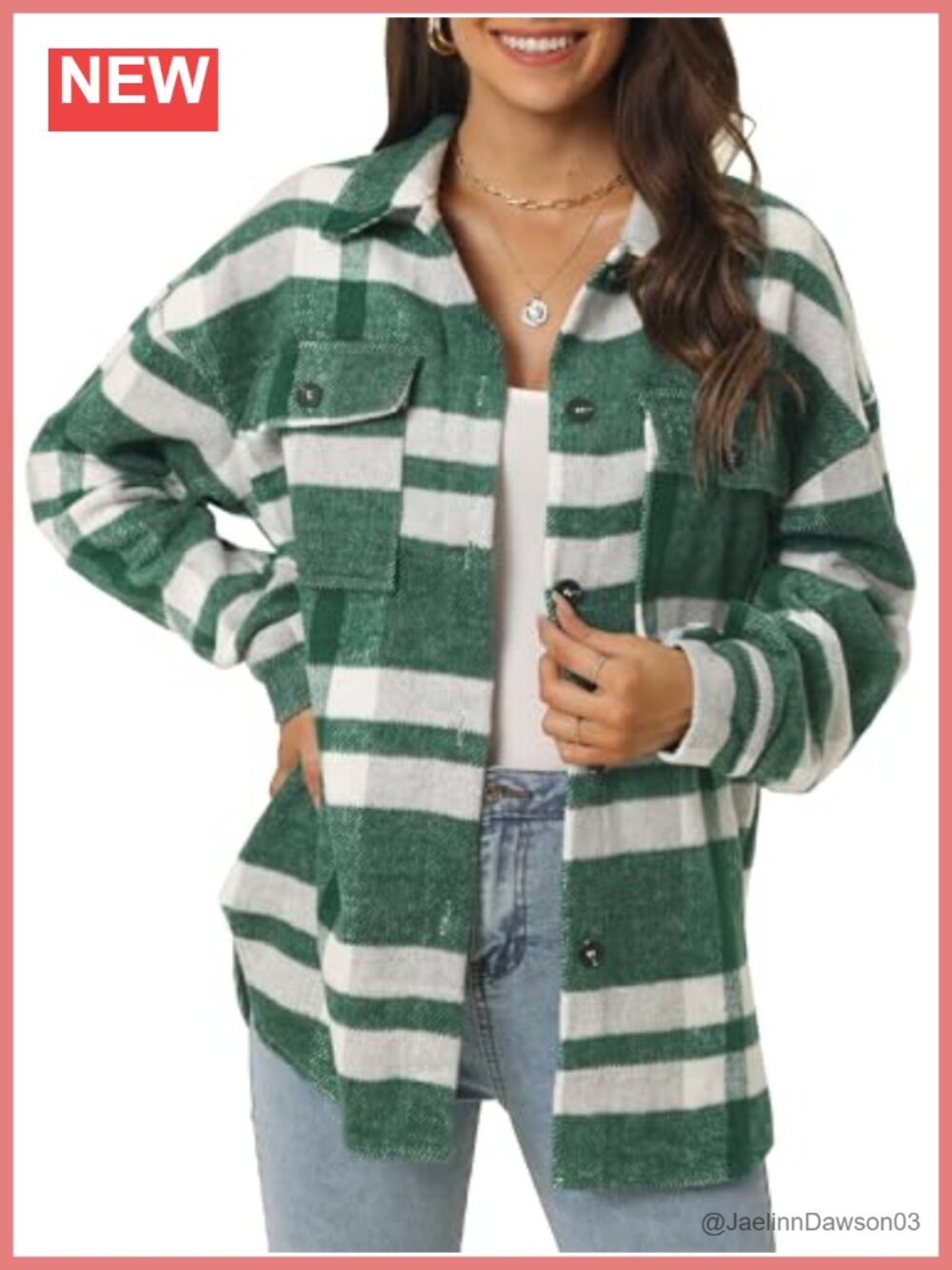 Plaid Flannel Shacket Button Down Long Sleeve Jacket with Pockets
